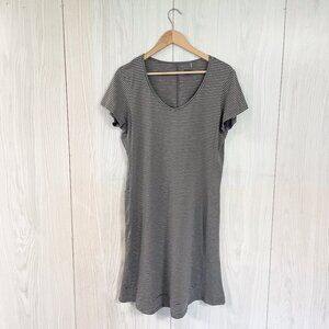 Toad & Co Marley Stripe Short Sleeve Comfy Lounge V-Neck Shirt Dress Size Large